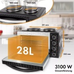 Termék kép 2 a(z) Clatronic  KK 3786 3 az 1-ben elektromos légkeveréses sütő, 2 főzőlap, 28 literes űrtartalom, állítható hőmérséklet, kapcsolható légkeverés, fényjelző, dupla üvegajtó, könnyen használható termékhez