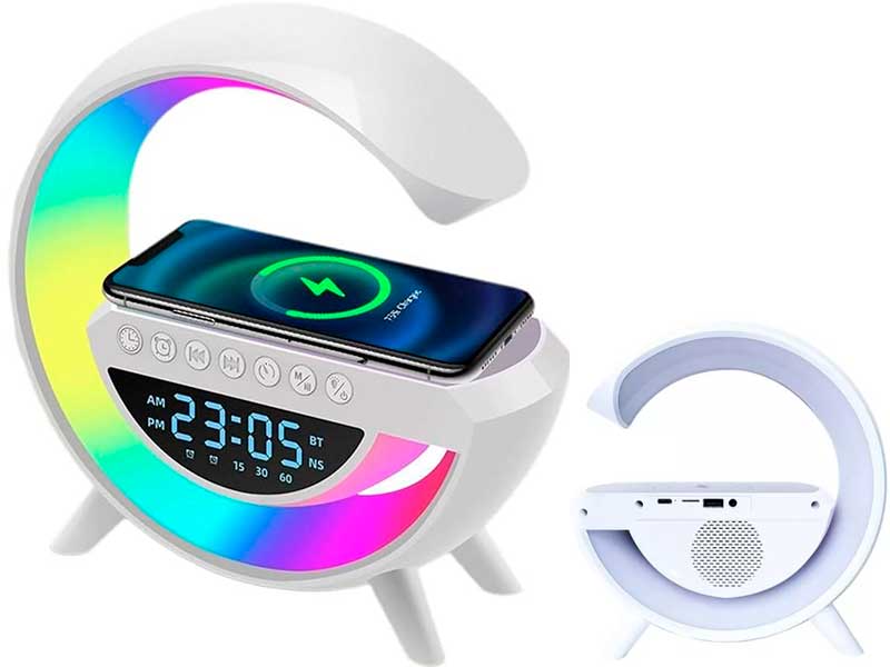 BT-3401-Vezetek-nelkuli-telefontolto-Bluetooh-hangszoro-es-RGB-led-lampa kép