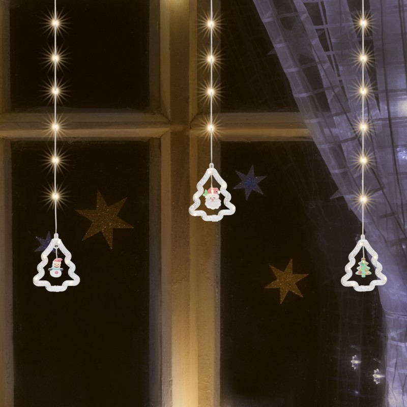 Termék kép a(z) Home KAF110WW fényfüggöny, kül- és beltéri kivitel, 2,7 méter, 110 db melegfehér microLED, Mikulás és hóember figurák termékhez