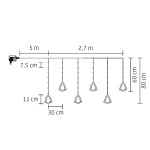 Termék kép 3 a(z) Home KAF110WW fényfüggöny, kül- és beltéri kivitel, 2,7 méter, 110 db melegfehér microLED, Mikulás és hóember figurák termékhez