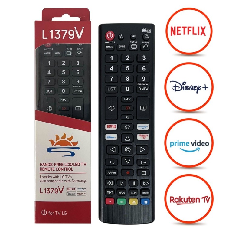 Termék kép a(z) LG L1379V (AKB76037601) univerzális távirányító Smart TV-hez, Netflix-Primevideo-Rokuten-Disney funkcióval termékhez