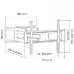Termék kép 3 a(z) Cabletech UCH0232 kihajtható TV fali konzol, 37-80'', max. 60kg termékhez
